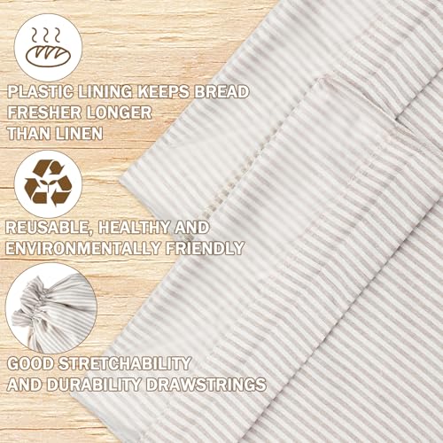 2 Pcs Linen Bread Bags Homemade 13x17 Inches (Retro Style)