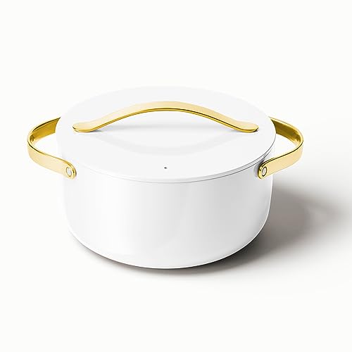 Non Stick Ceramic Dutch Oven Pot with Lid (White)