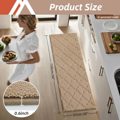 Soft Kitchen Floor Mats and Rugs Non Slip 20"x59" (Beige / 20"x59")