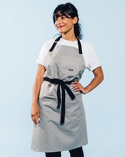 Daily Cotton Kitchen Apron for Cooking (Light Grey)