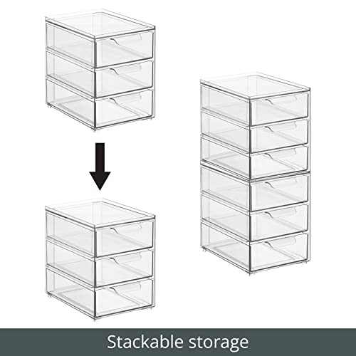 Plastic Stackable Organizer with 3 Drawers (8 x 6 x 8 (Pack of 4))