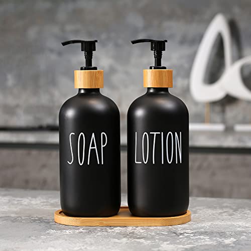 Black Soap Dispenser Bathroom Set (Sl Black & Tray)