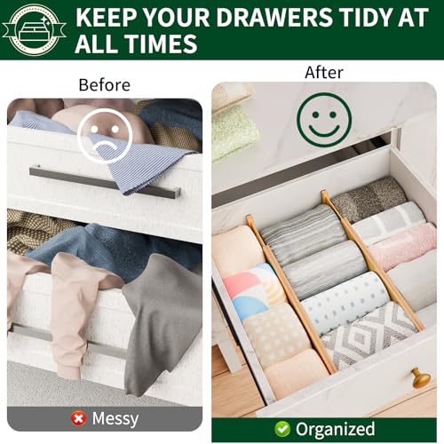 Bamboo Drawer Dividers 2.6" High (6 Pack 17-20"L)