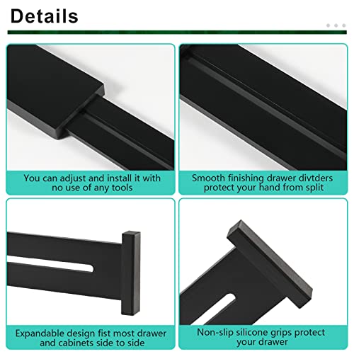 4 Pack Bamboo Drawer Dividers 2.6" High (Black / 12-17 INCH)
