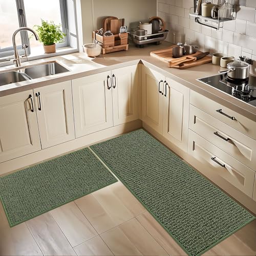 Kitchen Rugs and Mats 2PCS Non (Green / 20"x32"+20"x48" (Rectangular))