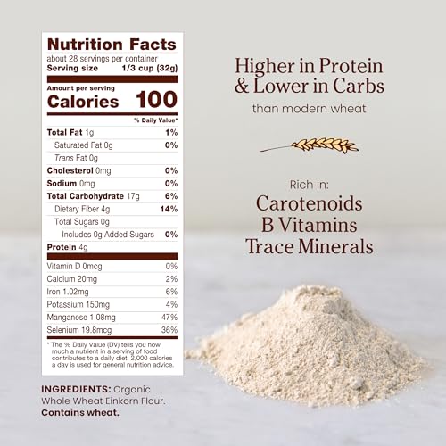 Organic Einkorn Whole Wheat Flour (32 Ounce (Pack of 3))