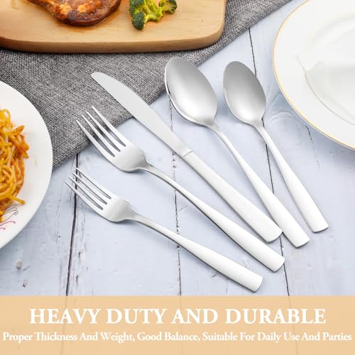 60 Piece Silverware Set Service for 12 (Silver)