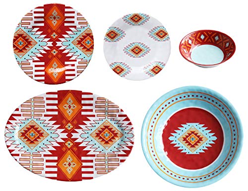 Southwest 14 Piece Aztec Melamine Plastic Dinnerware Set (14 Piece / Southwest Melamine)