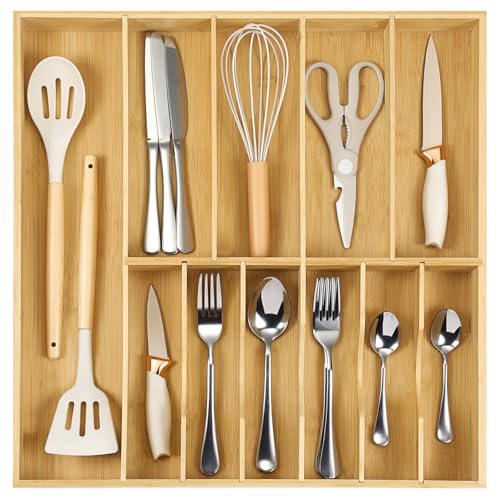 Silverware Organizer for Kitchen Drawers (19.3''D 18.8''W)