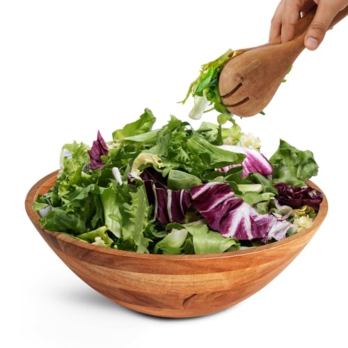 Wooden Salad Bowl Set (Natural / Large)