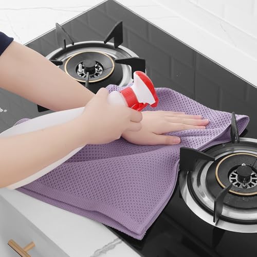 100% Cotton Waffle Weave Kitchen Dish Towels 4 (Lavender / 13 X 28 - 4 Pack)