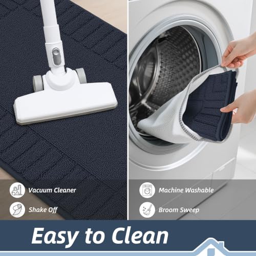 Kitchen Rugs Non Slip Washable 2PCS (Blue / 24"x35"+24"x60" (Rectangular))