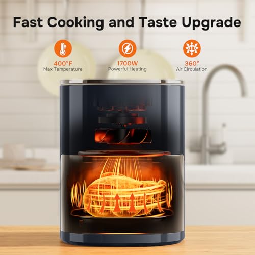 Air Fryer 6.34 QT Digital Airfryer with Visible Window (Gray-6.34Qt / 6.34 Qt)