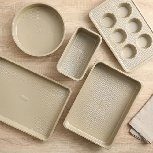 Verlice 5 Piece Carbon Steel Baking Pans Bakeware Set W (5-Piece Bakeware Set / Champagne Gold)