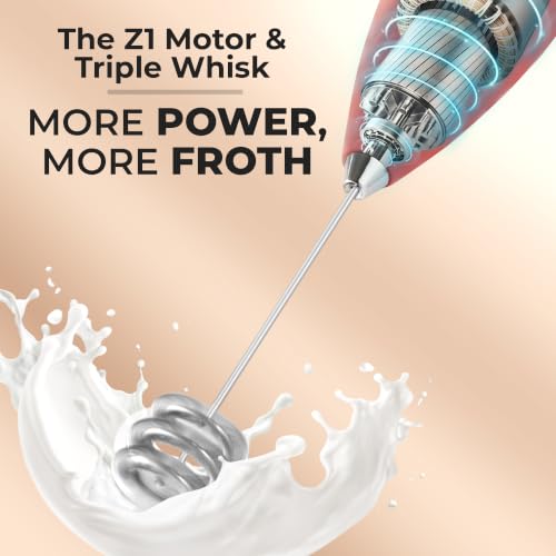 Powerful Milk Frother Wand With Duracell Batteries (20 - Red / Triple Whisk + Batteries)