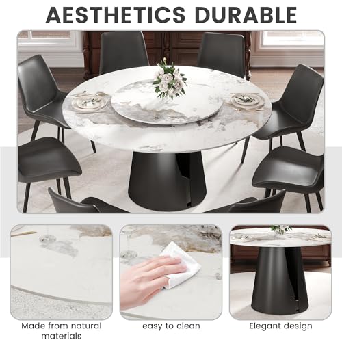 9 Piece Dining Table Chairs Set (1 Pc 59" Table + 8 Chairs / Carbon Black)