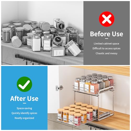 Pull Out Spice Rack (9.25”W x 10.39”D x 9.76”H)