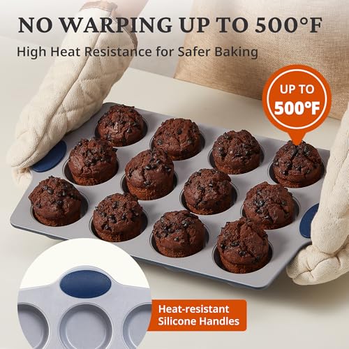 Ceramic Muffin Pan (Blue / 12 Cup Muffin Pan (2 pack))