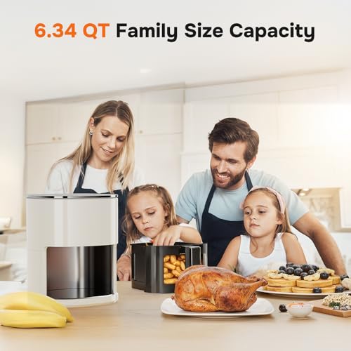Air Fryer 6.34 QT Digital Airfryer with Visible Window (Beige-6.34 QT / Beige)