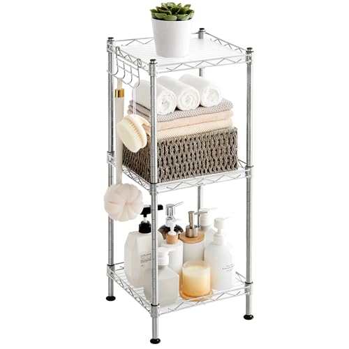 3 Tier Bathroom Shelf (Silver + Translucent / 3 Tiers (11.8"W))
