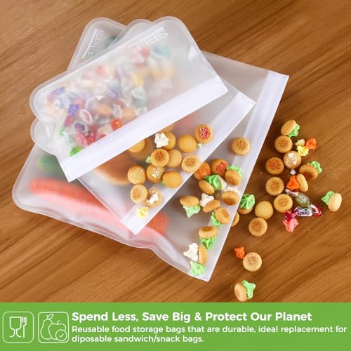 6 Pack Dishwasher Safe Reusable Gallon Freezer Bags (6 Pack-6 Gallon / White)