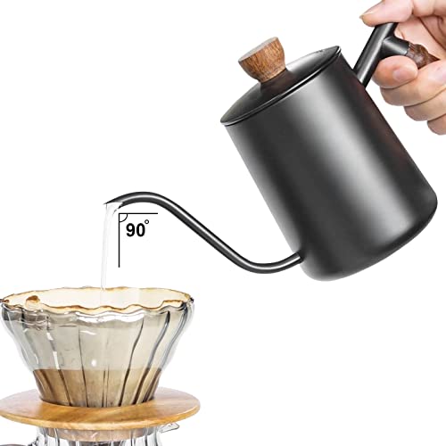 Pour Over Coffee Maker Set with Black Gooseneck Kettle Wooden Storage Tray Coffee Dripper Glass Server Coffee Scoop DIY Manual Coffee Maker Set (coffee maker set)