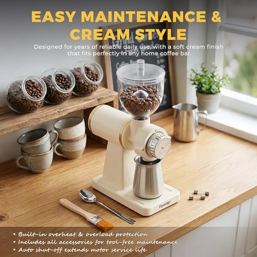 Electric Burr Coffee Grinder (Creamy White)