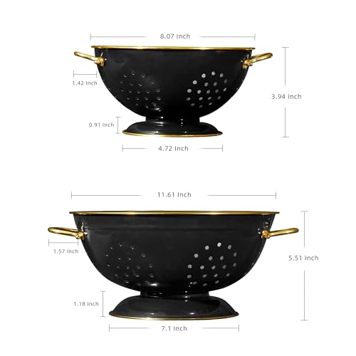 Metal Colander 2 Pack (L-BLACK)