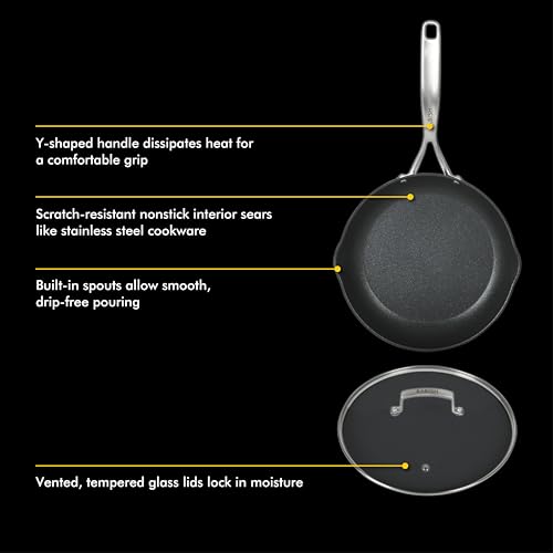 10 Piece Hard Anodized Laser Titanium Forever Non Stick Technology Durable Pots and Pans Cookware Set (Black (10pc Cookware Set) / 10-Piece Cookware Set)