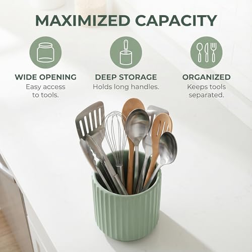 Small Utensil Holder for Kitchen Counter (White)