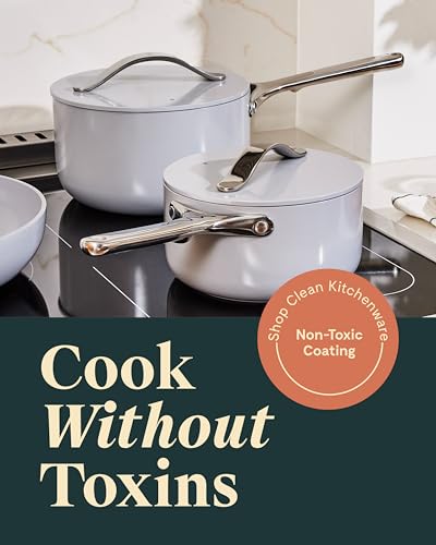 Non Stick Ceramic Sauce Pans with Lids (White / 3 Qt & 1.75 Qt)