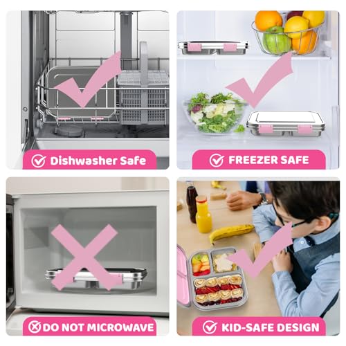 Stainless Steel Bento Box for Kids 1000ml (Pink)