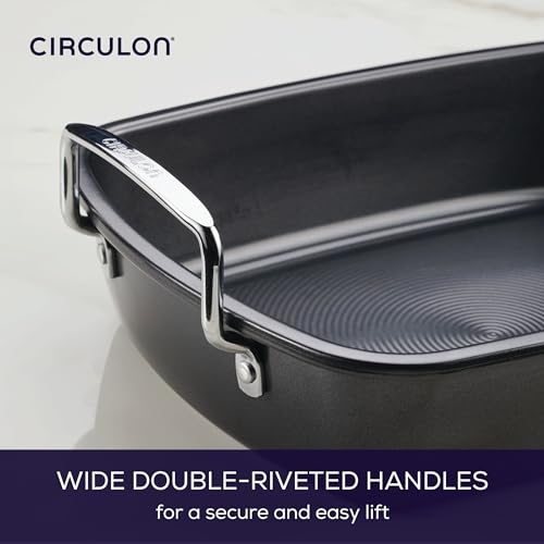 Ultra Lasting Nonstick Roasting Pan with Rack (17 Inch x 13 Inch / Easy Serve Rack)