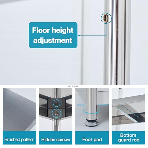 Stainless Shelving with Guardrails (31.5*15.8in-3T(Guardrails))