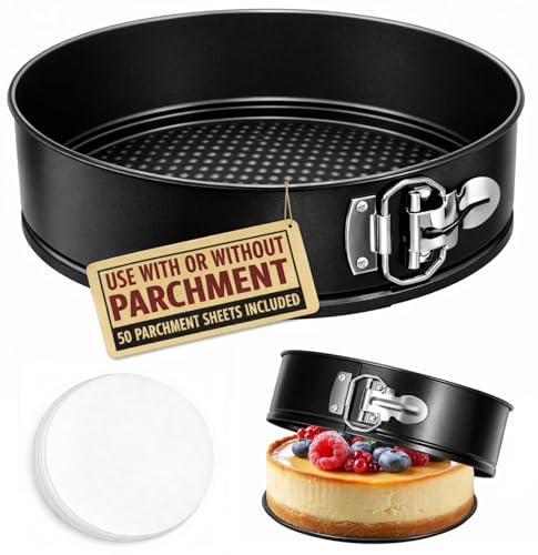 10 Inch Springform Pan with 50 Pcs Parchment Paper Cheesecake Baking Mold (10" Cake Pan)
