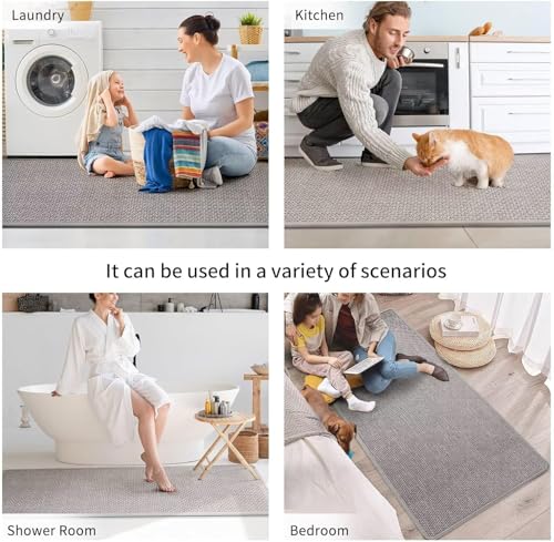 Extra Long Kitchen Runner Rugs Kitchen Mat Non Slip Gray 17"x95" (A- Gray / 17"x95")
