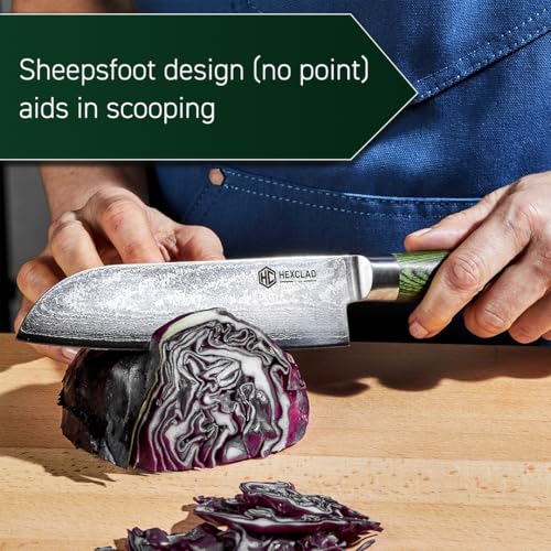7" Japanese Damascus Stainless Steel Santoku Knife (Green / 7 Inch Santoku Knife)