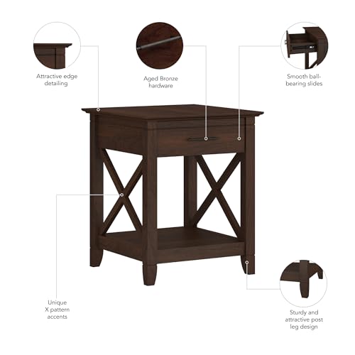 End Table with Drawer (Bing Cherry / 20D x 20W x 24H)