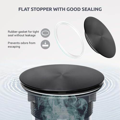 Kitchen Sink Drain Assembly with Removable Deep Basket Strainer (Black)