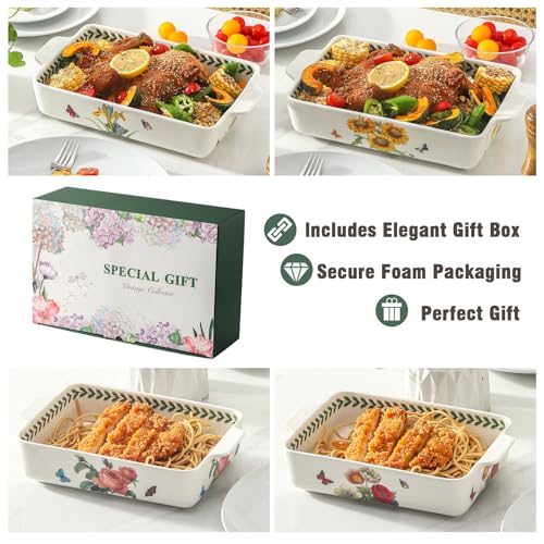 Ceramic Sunflower Baking Casserole Dish with Handles (Sunflower)