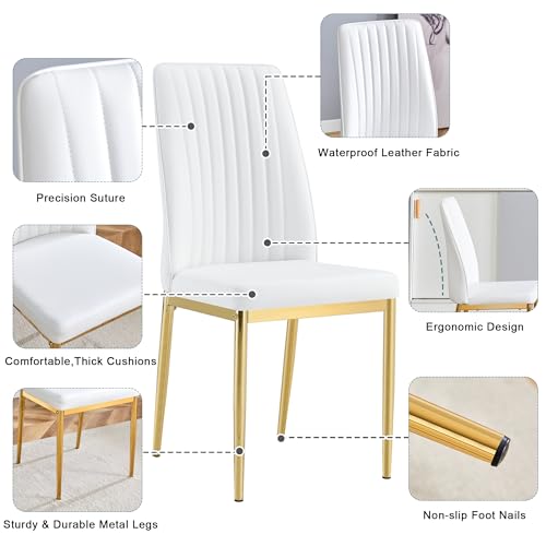 White Golden Dining Chairs Set (G- White)