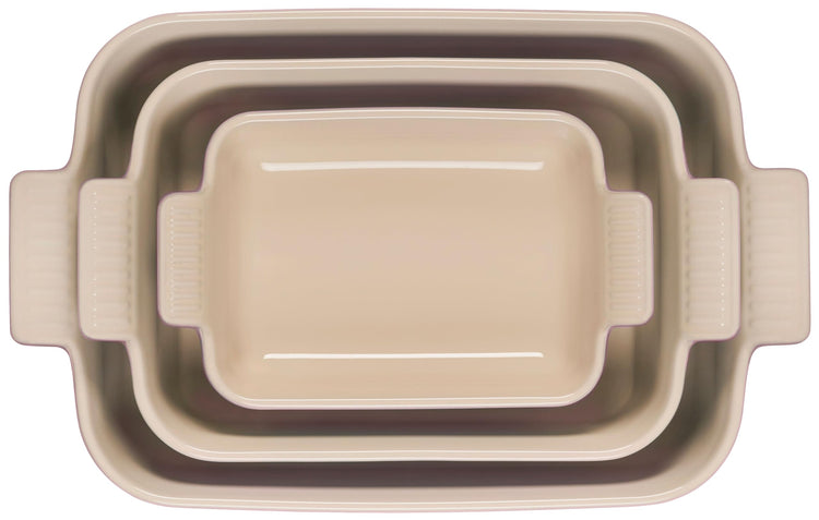 Stoneware Heritage Rectangular Baking Dish (3-Piece Dish Set / Chiffon Pink)