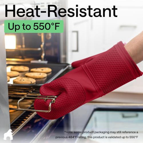 Silicone Oven Mitts (Red / 12.5" Oven Mitts)