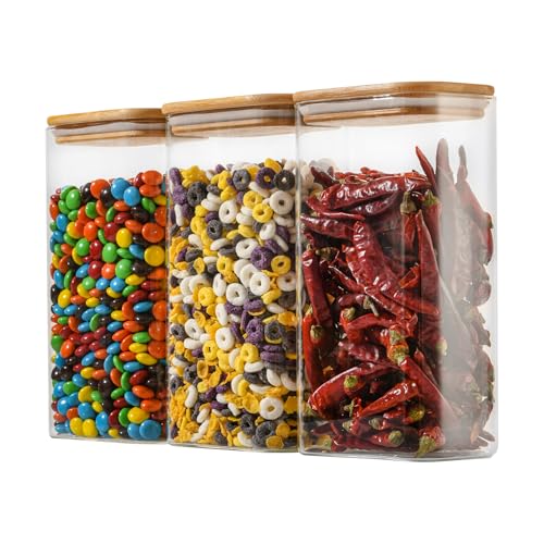 56oz 1.8Qt Rectangle Glass Storage Containers with Lids 3 (56oz*3)