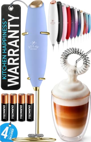 Powerful Milk Frother Wand With Duracell Batteries (14 - Crystal Gold / Z1 Motor + Batteries)