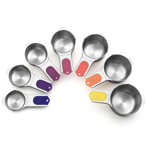 7 Magnetic Stainless Steel Measuring Cups Set (Mountain Sunrise / Magnetic - Set of 7)