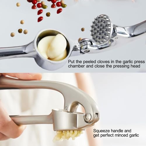 Garlic Press Stainless Steel (Silver+Green)