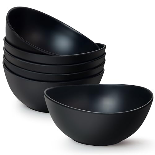 6.2'' Bamboo Fiber Cereal Bows Set of 6 (6.2 inches / Matte Black)