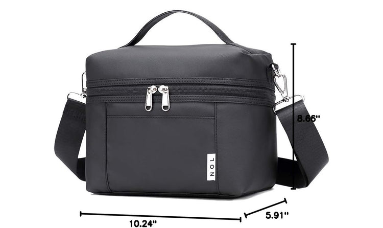 NOL Small Insulated Lunch Bags for Women Cooler Bag Lightweight Nylon Waterproof Lunch Box For Work (Black / Small (4 Liters))