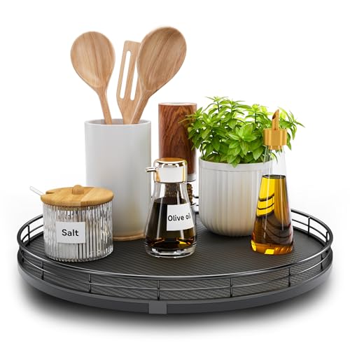 13" Lazy Susan Turntable Organizer for Table Top (Black / 13")